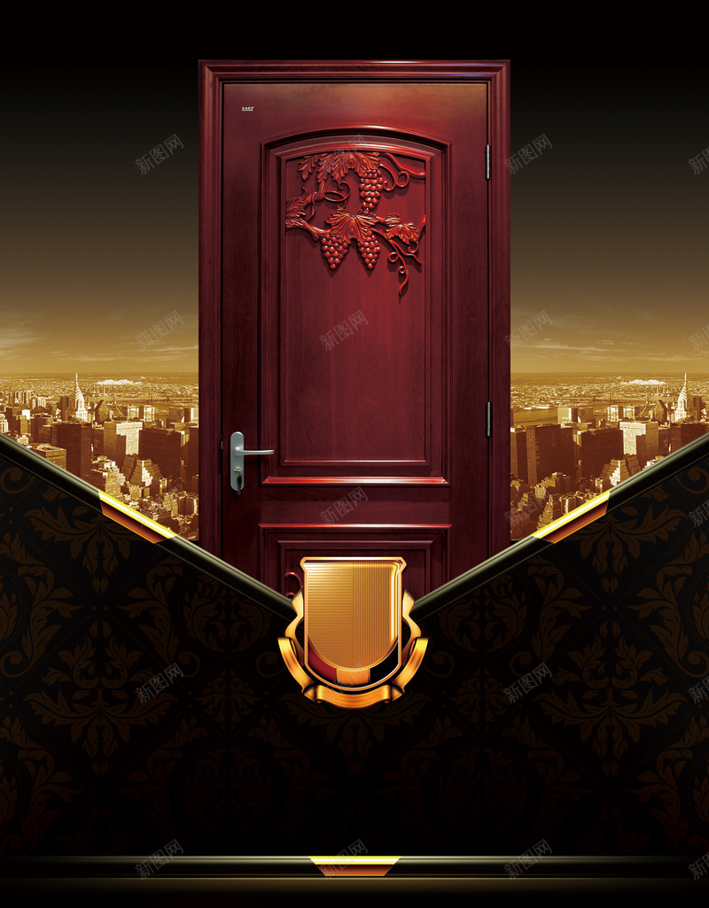 创意木门海报背景psd设计背景_新图网 https://ixintu.com 广告背景 创意 大气 木门 高档 海报背景