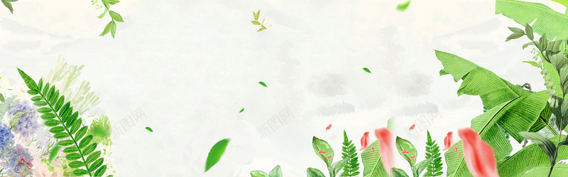 绿色小清新背景图psd设计背景_新图网 https://ixintu.com 小清新 树木 红色 绿色 花 白色 海报banner