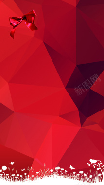 红色质感几何蝴蝶结H5分层背景背景