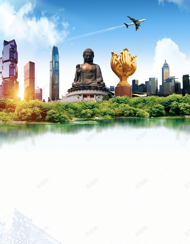 畅游香港旅游海报psd设计背景_新图网 https://ixintu.com 旅游海报 畅游香港 说走就走 出行 景点 旅游去哪好 著名景点 海浪