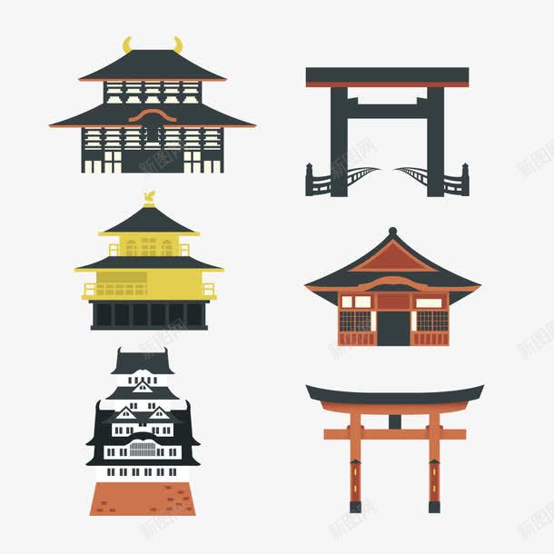 矢量手绘日本风格建筑png免抠素材_新图网 https://ixintu.com 插画 卡通手绘 日风 建筑 矢量图案