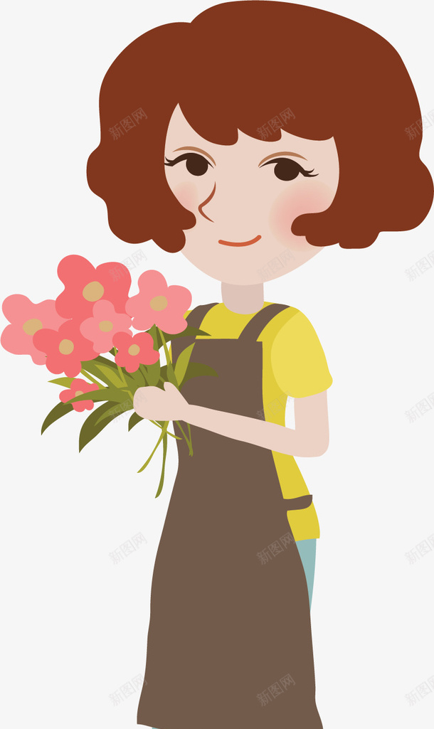 花店里卖花的姑娘ai免抠素材_新图网 https://ixintu.com 矢量png 卖花女孩 花店女孩 劳动节 劳动节人物 五一节
