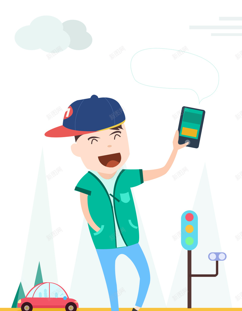 卡通交通AppH5背景psd设计背景_新图网 https://ixintu.com 卡通 交通 车 手机 信号灯 H5 h5 童趣 手绘