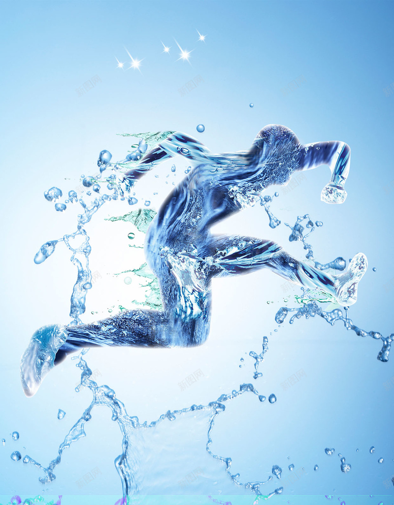 水人跑步H5背景psd设计背景_新图网 https://ixintu.com 科技感 水人 科幻 科技 跑步 蓝色 商务