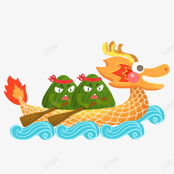 端午节划龙舟的小粽子png免抠素材_新图网 https://ixintu.com 端午 划龙舟 龙舟 粽子