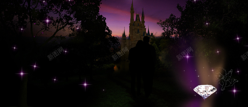夜背景psd设计背景_新图网 https://ixintu.com 城堡 唯美 星星 海报banner 摄影 风景