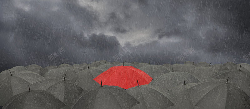 摄影雨中众多黑伞中的红伞jpg设计背景_新图网 https://ixintu.com 摄影 雨 黑伞 红伞 特别 颜色 海报banner 风景