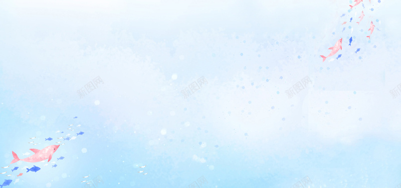 手绘海洋jpg设计背景_新图网 https://ixintu.com 蓝色 鲸鱼 海报banner 卡通 童趣 手绘