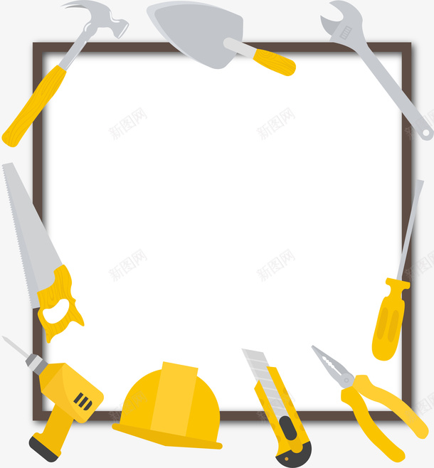 劳动工具卡通图案ai免抠素材_新图网 https://ixintu.com 卡通 劳动工具 边框 装饰图案 劳动节 矢量图案