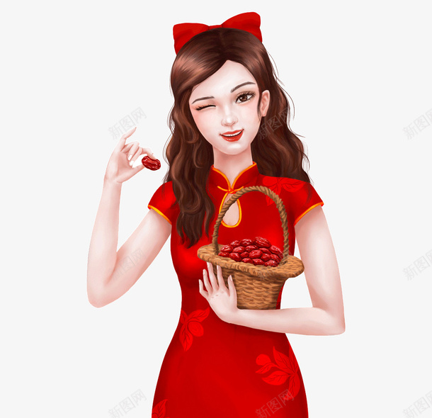 手绘可爱动漫旗袍卡通女子png免抠素材_新图网 https://ixintu.com 手绘 可爱动漫 旗袍 卡通女子