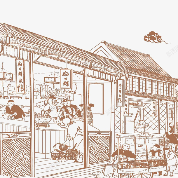 手绘饭店中国古代民风民俗国潮风png免抠素材_新图网 https://ixintu.com 手绘 手工作坊 中国古代 民风民俗 国潮风