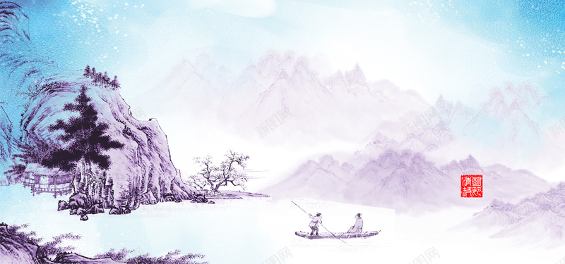 蓝绿色春季清明节海报bannerpsd设计背景_新图网 https://ixintu.com 海报banner 水墨背景 寒食节 清明节 踏青节 蓝绿色春季 水墨风蓝绿色踏青背景 背景ba