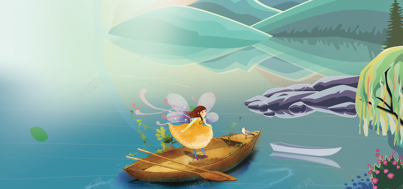 春游童趣几何背景图psd设计背景_新图网 https://ixintu.com 背景图 几何 春季 春游 童趣 踏春 小孩 山水 卡通