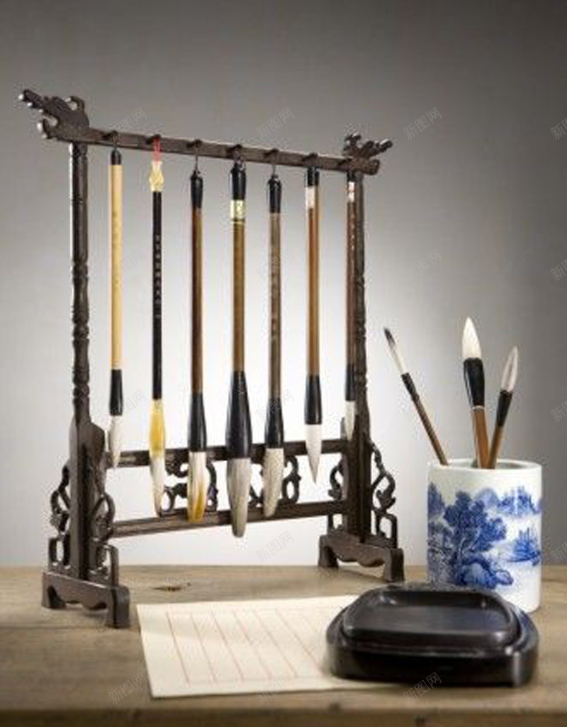 文房四宝背景图jpg设计背景_新图网 https://ixintu.com 文房四宝 笔墨纸砚 灰色 中国风