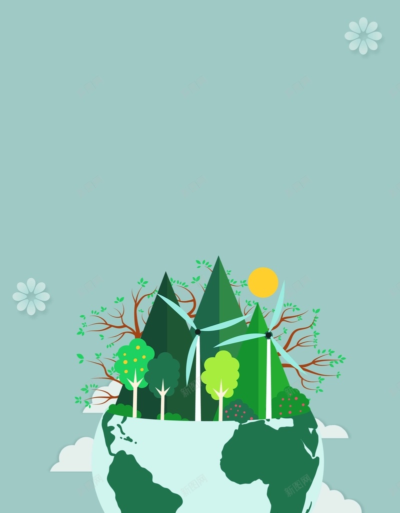 地球绿色环保卡通简约背景jpg设计背景_新图网 https://ixintu.com 绿色背景 卡通 地球 环保 简约 植物 矢量 灯泡 背景