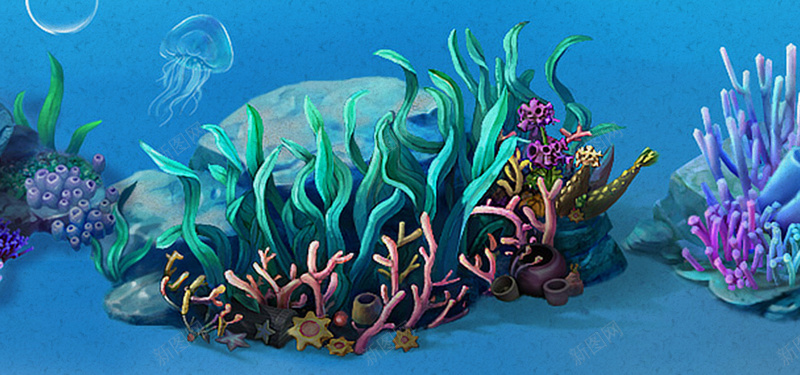 海底世界海报背景jpg设计背景_新图网 https://ixintu.com 海洋 生物 梦幻 蓝色 卡通 童趣 手绘 海报背景 背景素材 背景