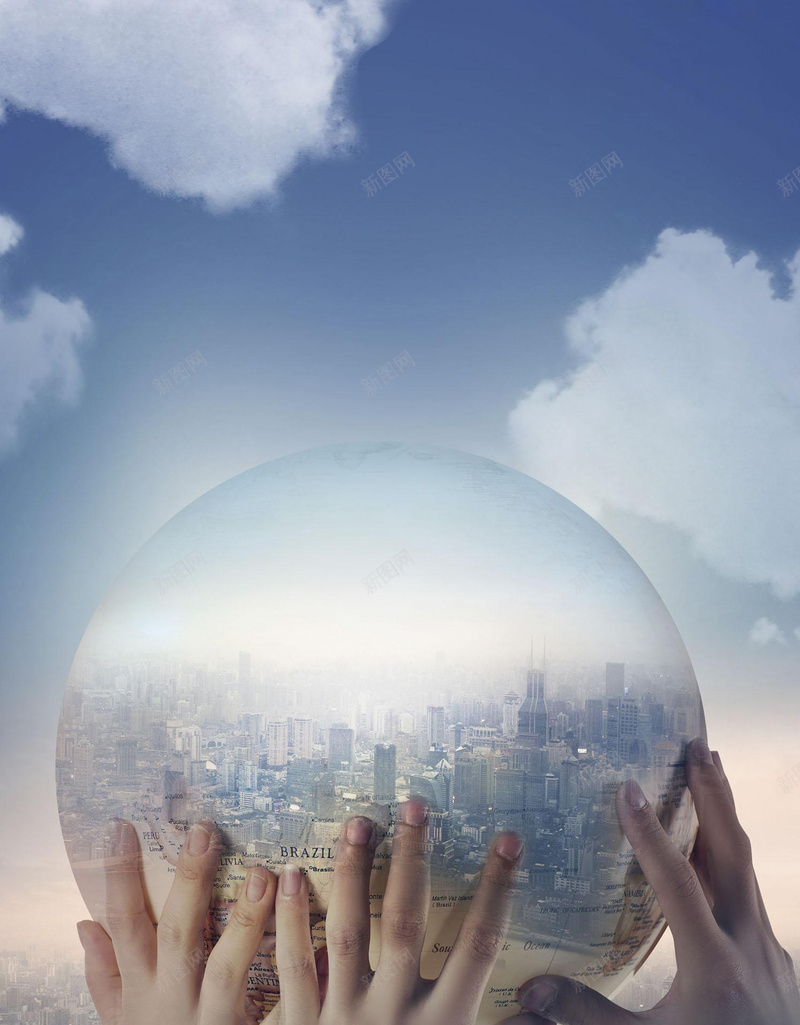 蓝色商务海报设计背景jpg设计背景_新图网 https://ixintu.com 商务海报 设计背景 商务 城市 蓝色 地球 手 呵护 双手