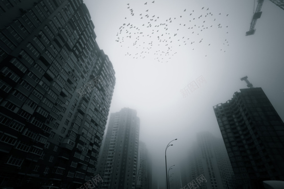 高清雾霾城市海报背景背景