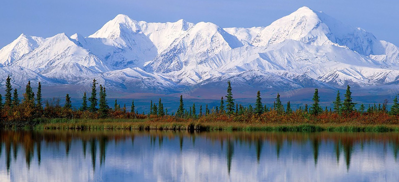 雪山自然美丽风景bannerjpg设计背景_新图网 https://ixintu.com 雪山 水 树林 浪漫 海报banner 摄影 风景