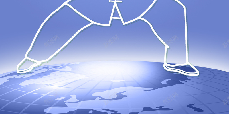 站在地球上打太极的人psd设计背景_新图网 https://ixintu.com 蓝色背景 养身 地球 太极 运动 H5素材 开心 快乐