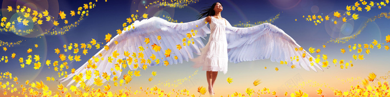 天使psd设计背景_新图网 https://ixintu.com 天使 翅膀 花 光圈 文艺 海报banner 卡通 童趣 手绘