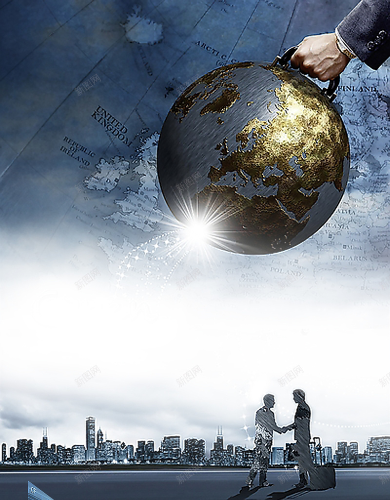商务企业文化宣传平面海报psd设计背景_新图网 https://ixintu.com 企业文化宣传 创意海报 商务 地球 城市 科技 科幻