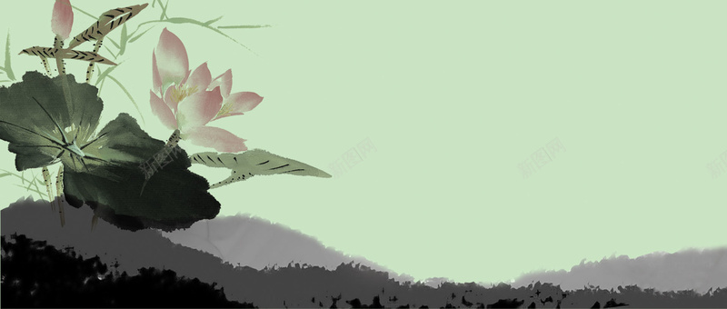 水墨画中国风毕竟psd设计背景_新图网 https://ixintu.com 水墨画 中国风 荷花 茶 茶道 江南 海报banner