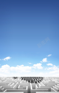 蓝天白云几何环形创意印刷背景背景