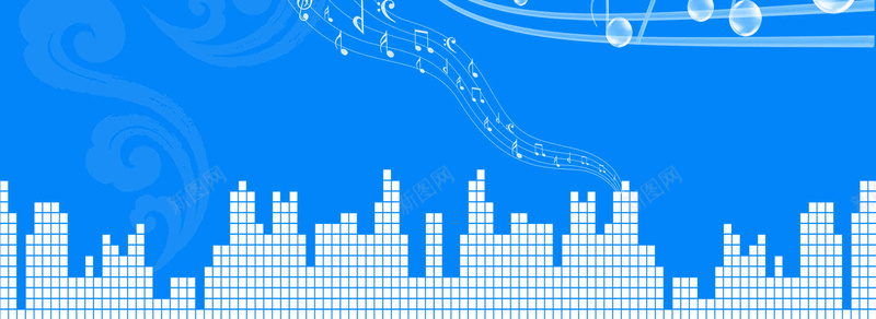 扁平几何音乐bannerjpg设计背景_新图网 https://ixintu.com 几何 扁平 矩形 蓝色 音符 海报banner 渐变