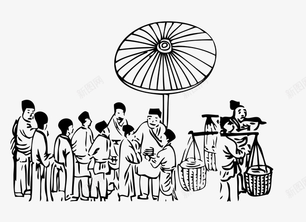 手绘集市古代民间国潮风png免抠素材_新图网 https://ixintu.com 手绘 集市 古代民间 国潮风
