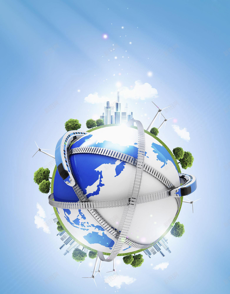 大气地球城市建筑平面广告jpg设计背景_新图网 https://ixintu.com 城市建筑 大气背景 平面广告 地球 高铁 交通 蓝色吧背景 环保 商业