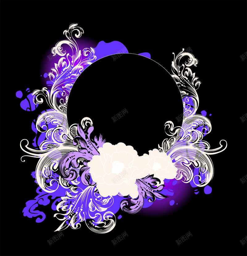蓝紫色花纹黑底背景eps设计背景_新图网 https://ixintu.com 紫色花纹 花纹设计 蓝色花纹 花纹 黑色 黑色背景 底纹 纹理