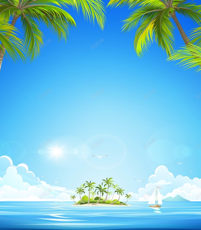 矢量夏日清新海洋度假背景jpg设计背景_新图网 https://ixintu.com 矢量 夏日 清新 海洋 大海 度假 椰树 海岛 旅游 背景 蓝色