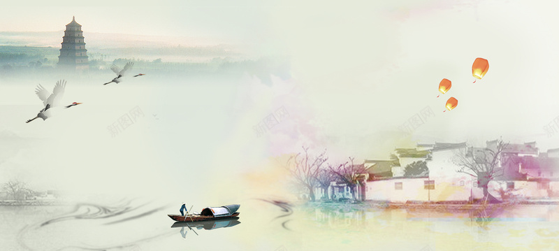 淘宝茶叶背景海报jpg设计背景_新图网 https://ixintu.com 烟雨江南 茶叶海报 古镇 小船 背景 背景海报 海报背景 茶叶 茶叶背景