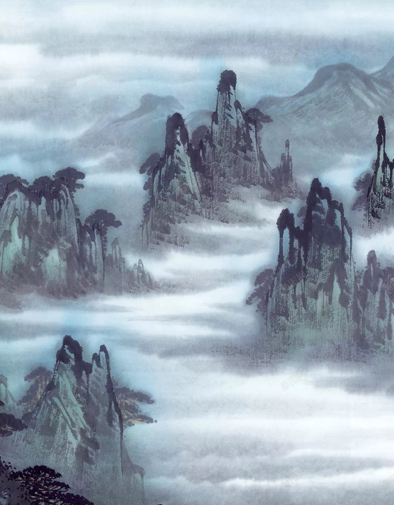 手绘山水风景中国风国画H5背景jpg高清背景_新图网 https://ixintu.com 国画山水 国画风景 国画背景 山水 山水背景 山水风景 山水国画 国画 风景山水 风景背景