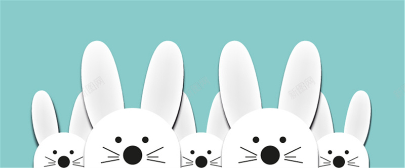 可爱兔子背景jpg设计背景_新图网 https://ixintu.com 海报banner 兔子 卡通 可爱 蓝色 童趣 手绘