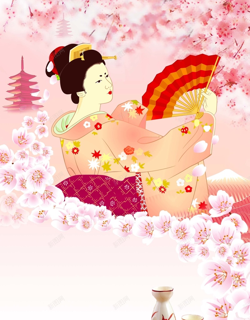 日本旅行背景psd设计背景_新图网 https://ixintu.com 东京 旅游 旅行 日本 景点 海报 背景