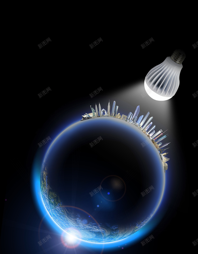 节能灯海报psd设计背景_新图网 https://ixintu.com 节能灯海报 地球 科技地球 节能灯 LED灯