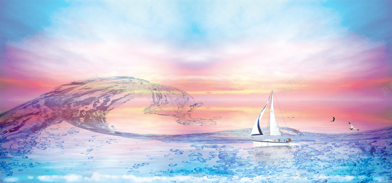 浪中船海报背景psd设计背景_新图网 https://ixintu.com 海报banner 帆船 海报 海浪 背景
