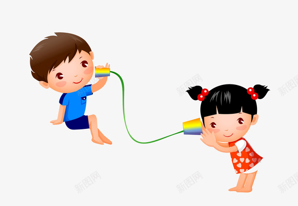 两个在玩传声筒的小朋友PNG下载png免抠素材_新图网 https://ixintu.com 人物 男孩 女孩 玩耍 游戏 有趣 传声 创意