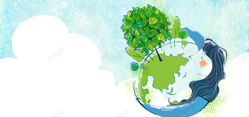 地球妈妈psd设计背景_新图网 https://ixintu.com 海报banner 绿色地球 妈妈