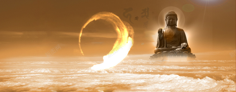 佛家背景jpg设计背景_新图网 https://ixintu.com 中国风 如来 佛 手串 檀木 白云 海报banner