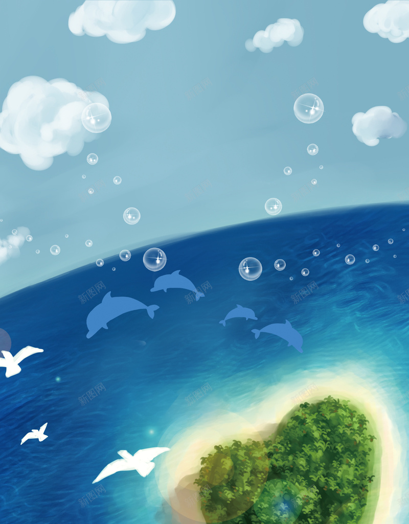 蓝色世界海洋日宣传海报psd设计背景_新图网 https://ixintu.com 世界海洋日 大海 海底 蓝天 蓝色 海洋日海报 海洋园 国际海洋节