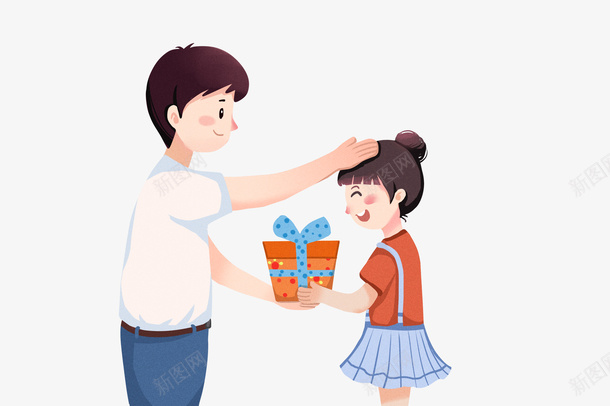 送爸爸礼物的女孩png免抠素材_新图网 https://ixintu.com 父亲 女孩 礼物 免扣