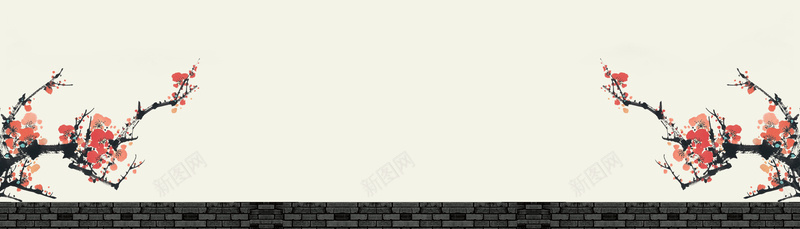 古典梅花背景jpg设计背景_新图网 https://ixintu.com 墙砖 古典 复古 梅花 手绘 中国风 海报banner