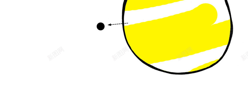 手绘黄色星球箭头指向黑色点背景