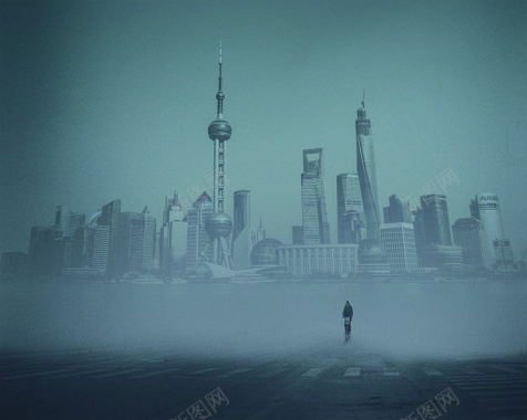 时尚城市里的雾霾盛行背景素材背景