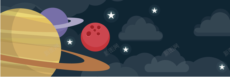 卡通太空banner矢量背景eps高清背景_新图网 https://ixintu.com 卡通 太空 星球 白云 星星 海报banner 童趣 手绘
