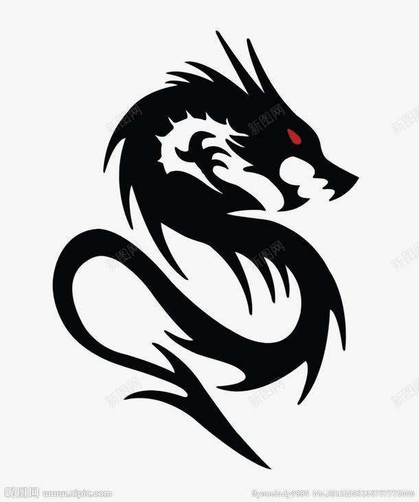 黑白矢量图案png免抠素材_新图网 https://ixintu.com 中国古风 十二生肖 龙矢量图 黑白龙 中国风 中国风龙