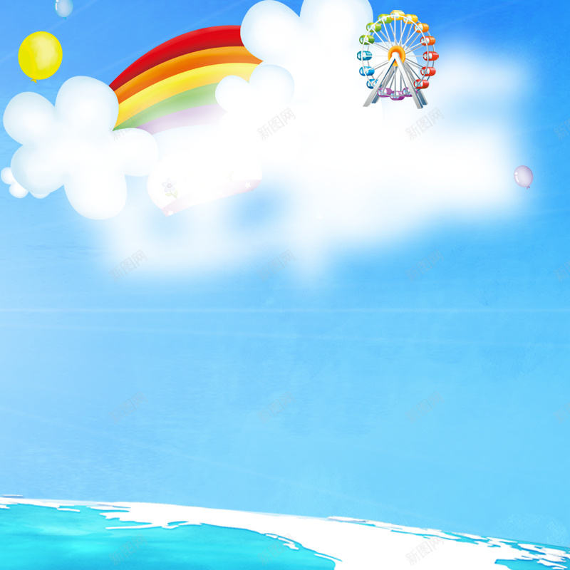 蓝色卡通背景素材psd设计背景_新图网 https://ixintu.com 蓝色 卡通 背景 素材 白云 手绘 主图 童趣